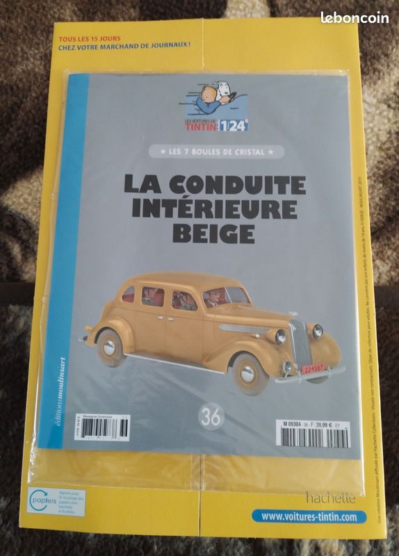 Voiture Tintin Moulinsart – Hachette 1/24 – Conduite Intérieure Beige – Jamais Déballée