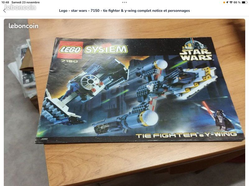 Lego - star wars - 7150 - tie fighter & y-wing complet notice et personnages (image 1)
