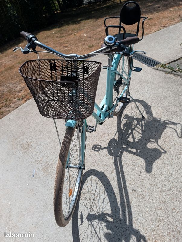 Vélo de ville 520 cadre bas vert +s siège enfant (image 2)