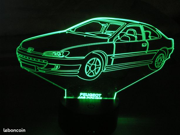 Lampe Illusion 3D Peugeot 403 – Veilleuse LED RGB 16 Couleurs + Télécommande – Gravure Personnalisée Offerte – Cadeau Auto Français Idéal – Fabriquée En France
