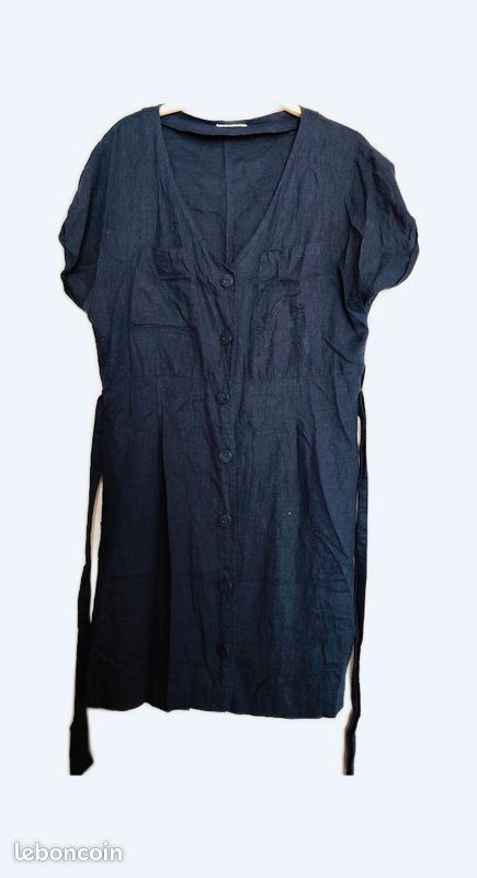 Robe bleu marine en lin TS/M CACHE CACHE (image 1)