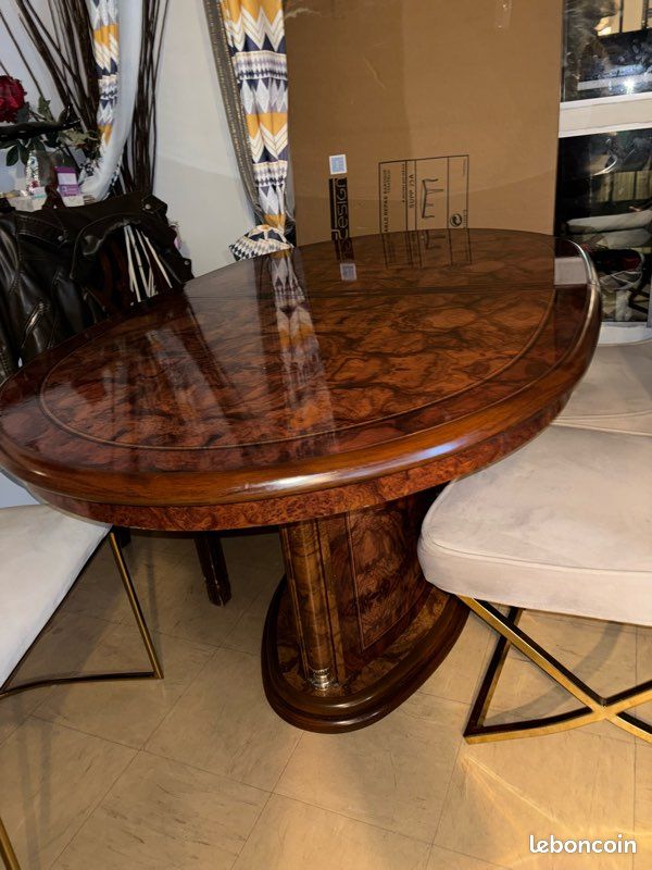 Table en ronce de noyer haut de gamme – 162x90 cm – État impeccable (image 1)
