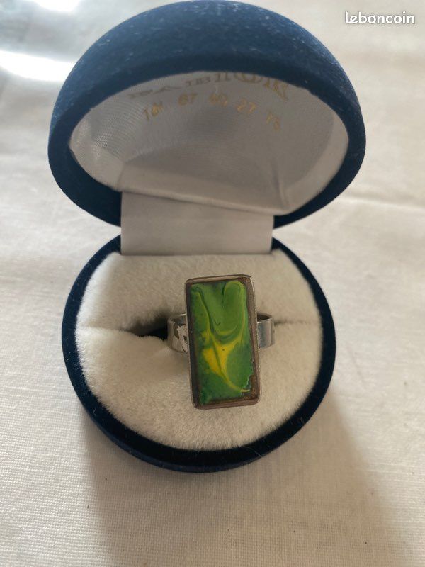 Bague Vintage Années 70 - Émaux De Limoges Fantaisie - Occasion