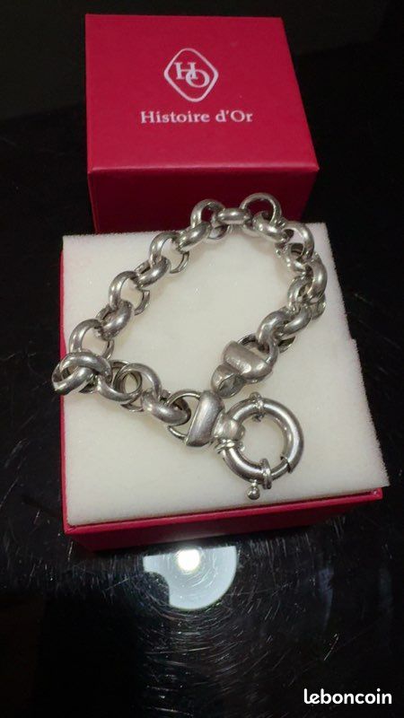 Bracelet maille jaseron rhodié argent massif 925/1000 poinçonné bijoux femme (image 3)