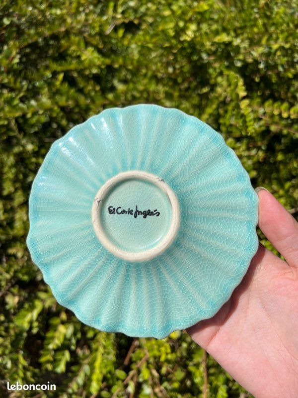 🩵 Service 2 tasses + 2 sous-tasses turquoise en céramique El Corte Inglés (image 4)