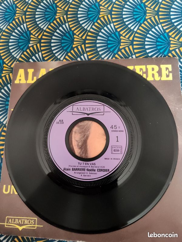 Disque 45 tours d Alain Barriere (image 3)