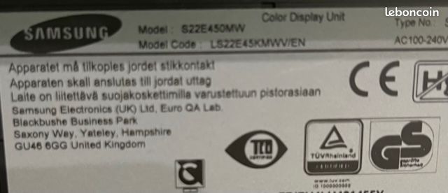 ECRAN SAMSUNG 22 POUCES, SON INTEGRE, COMME NEUF, PIVOTABLE EN MODE PORTRAIT MODELE S22E450MW (écran pour ordinateur, pc, multimédia) (image 4)