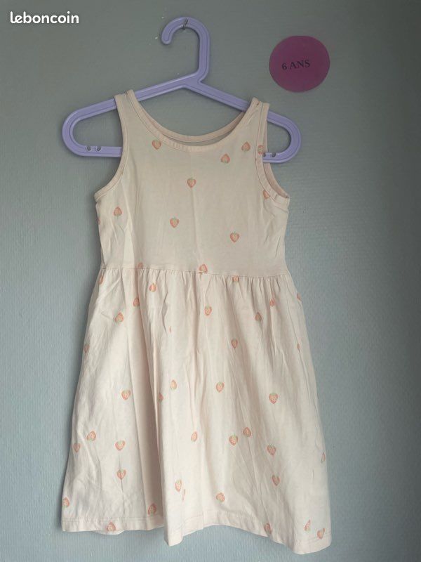 Robe D'été H&M Femme - Taille 36 - Couleur Rose/blanc Cassé/kaki - Style élégant Rétro