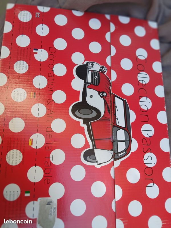 Planche a découper, en verre, décoratif, style rétro, Citroën, 2cv , rouge blanc, 2 CV (image 3)