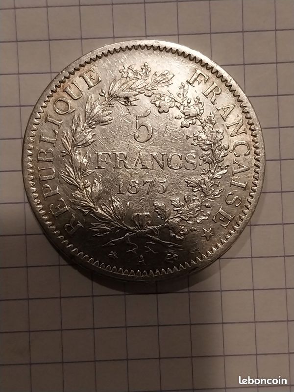 Pièce 5 Francs Argent Hercule - 1875 A - Monnaie France XIXe
