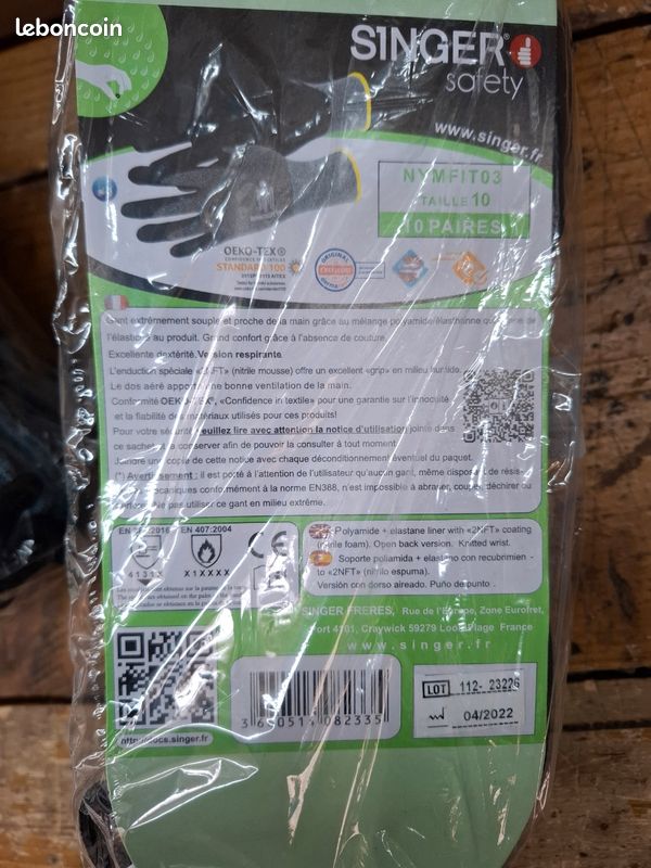 Lot de 10 gants de protection T10 nitrile mousse Singer (image 3)