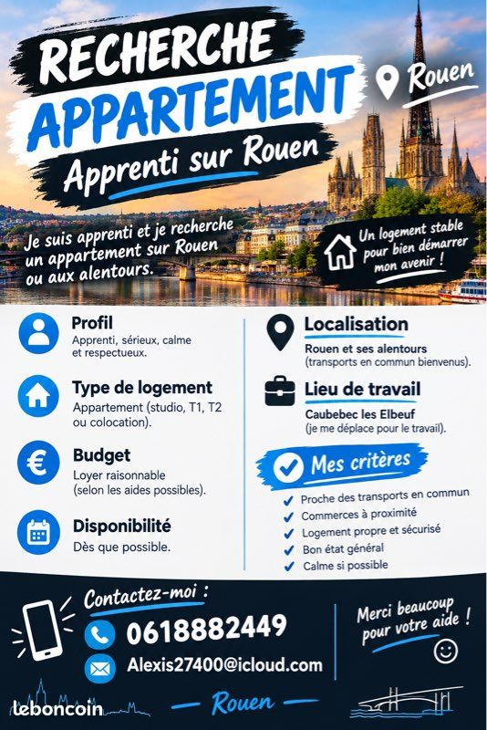 Appartement 3 pièces 80 m² · à Rouen · 80 m² · 500 €/mois