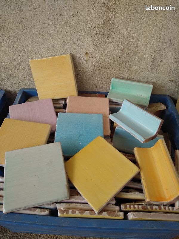 Faience 10x10 peinte à la main de 6 couleurs differentes carreaux carrelage patchwork (image 3)