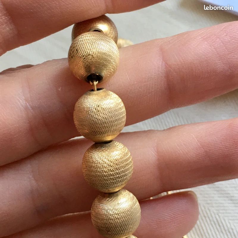 Collier Monet En Métal Doré - Bijou Vintage Occasion, Longueur Mi-longue