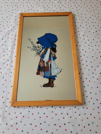 QUADRO A SPECCHIO Printed Mirror Stile Holly Hobbie Bimba Con Cappello Al Vento EUR 21,00 - IT