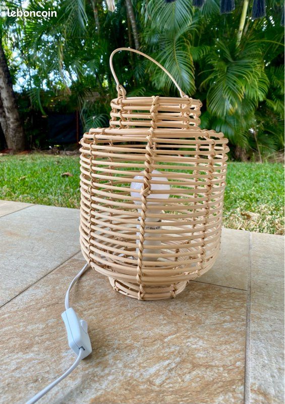 Lampe en rotin style lanterne (image 1)