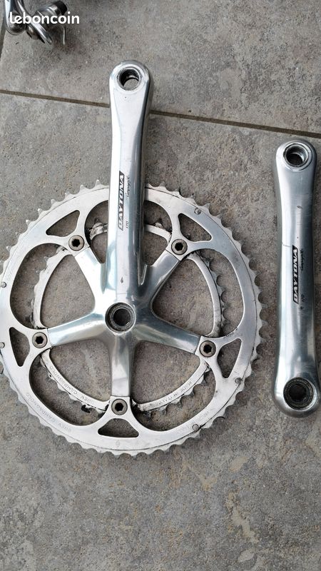 Pédalier Campagnolo Daytona 10 Vitesses - Longueur 175 Mm - Double Plateau Alu - Occasion Très Bon état