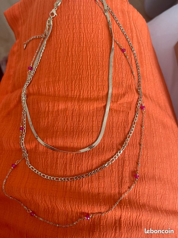 Collier acier inoxydable perle (image 3)