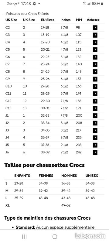 Sabots crocs c13, taille 30, 31 Chaussures