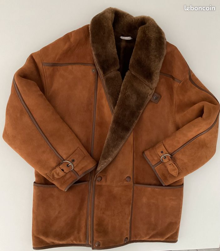 Manteau En Peau De Mouton Pour Homme - Taille 50 Marron - Occasion Très Bon état - Réf. LLV280