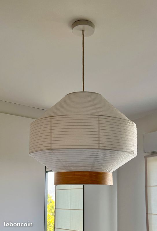 Suspension plafonnier en papier et placage bois KAVE HOME (image 4)