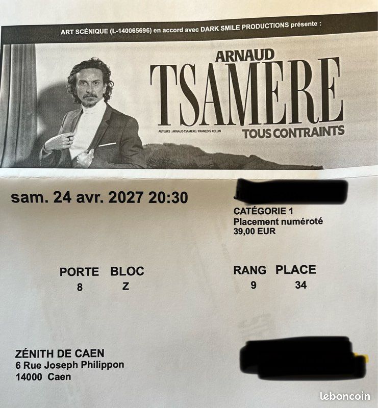 Billets spectacle Arnaud TSAMERE à Caen (image 1)