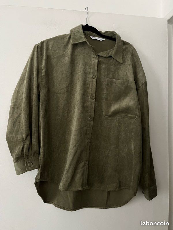 Shirt Veste Chemise Kaki Chemise En Velours Femme Stradivarius