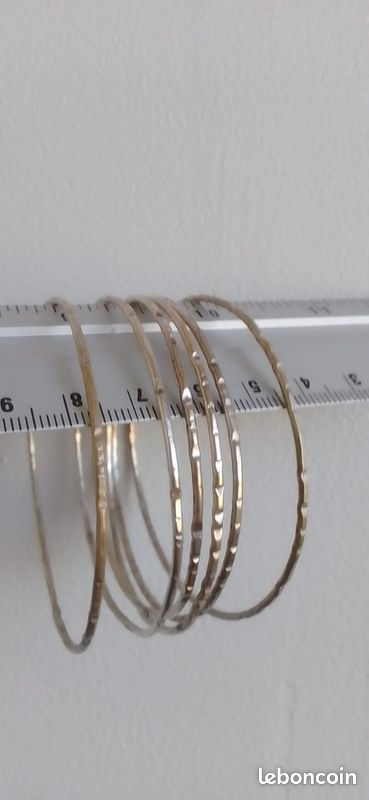 Bracelet Semainier En Argent Massif - Diamètre 6,6 Cm - Poids 28 Grammes - Occasion