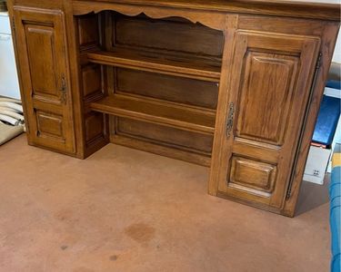 Vaisselier Haut Art Nouveau Années 80 Bois Massif Chêne Clair - 3 Etagères
