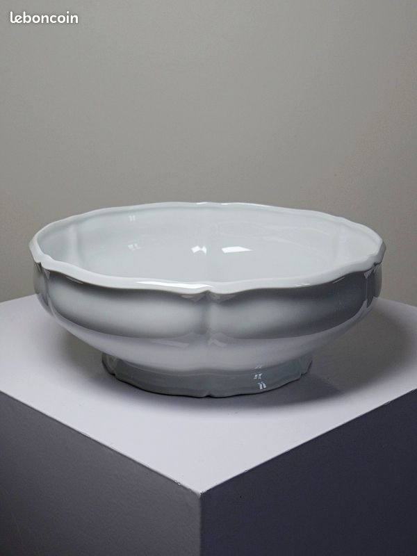 Grand saladier vintage en porcelaine blanche de Limoges, années 1960-1980 (image 5)