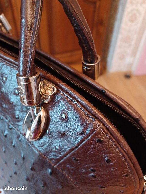 Sac marron cuir autruche (image 4)