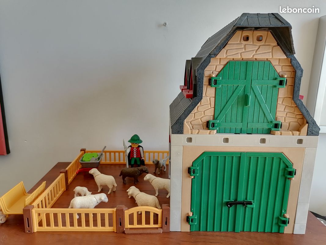 Lot Playmobil Vintage - Berger, Moutons, Charrette - Thème Ferme Country - Occasion