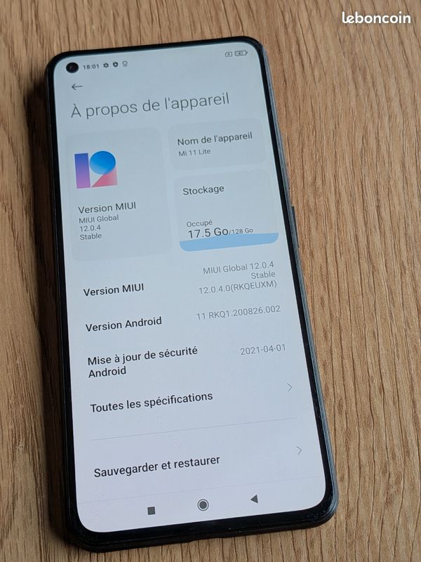 Xiaomi Mi 11 Lite 5G 128 Go Vert – Pour Pièces, Ne Fonctionne Pas
