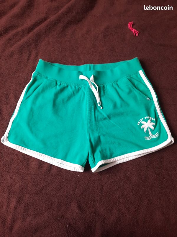 Short De Sport Gamet Fille 11 Ans - Vert, Coton, Style Survêtement