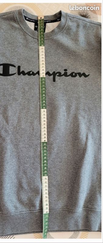 Champion Sweat Hoodie crewneck TS/TFr36- Gris Chiné-Logo Noir Devant-Coupe Comfort Fit (image 13)