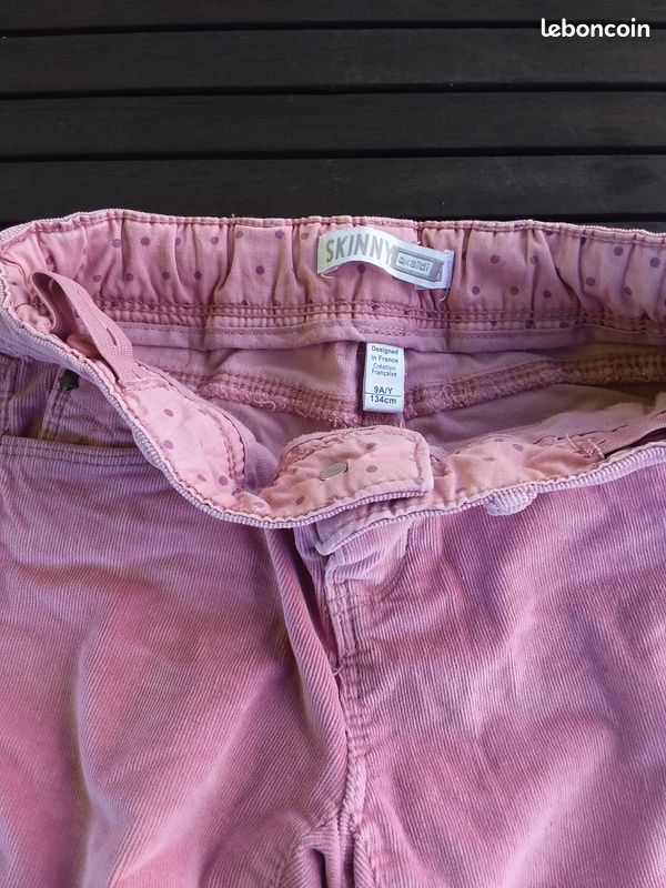 Pantalon velours okaidi 9 ans vieux rose (image 1)