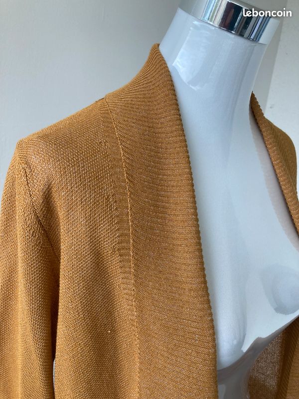 Massimo Dutti cardigan gilet maille fine Small S couleur ocre