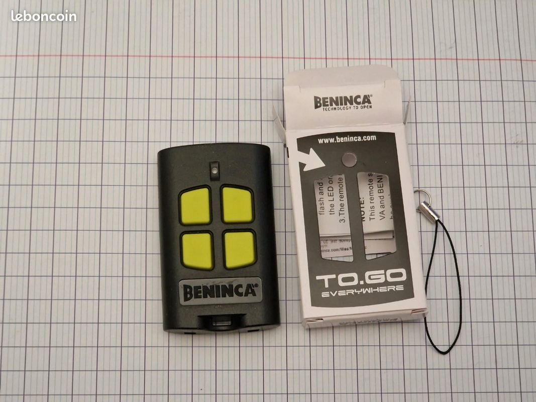 Télécommande BENINCA To Go 4VA – 433,92 MHz, 4 Canaux, Neuve, Compatible Motorisations Beninca