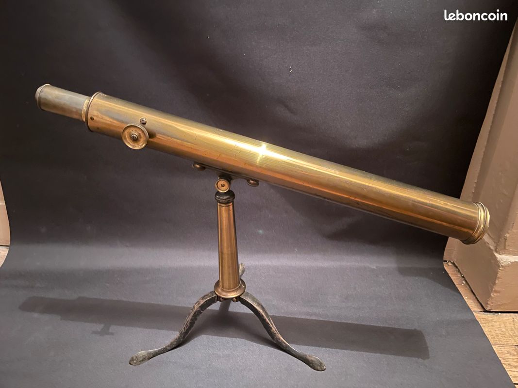 ANCIENNE POIGNÉE TÉLESCOPE designer en laiton nautique bâton de marche en boi... EUR 49,74