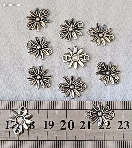 10 Perles connecteur Entre-deux _ Fleur 16X3mm _ Apprêts création bijoux _ A053 (image 2)