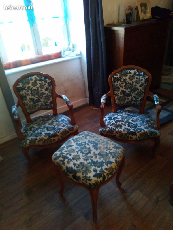 Ensemble merisier tapissier bleu (image 1)