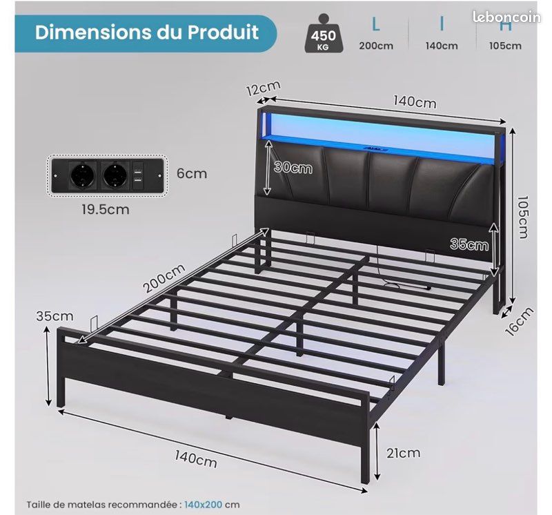 Lit avec matelas (image 1)