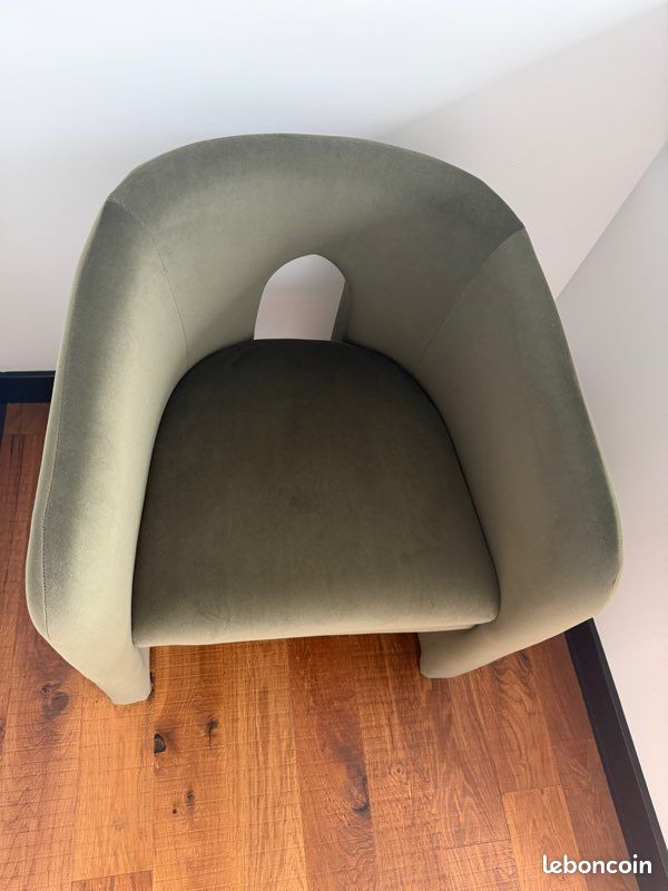 Chess - Fauteuil de table en velours vert kaki (image 7)