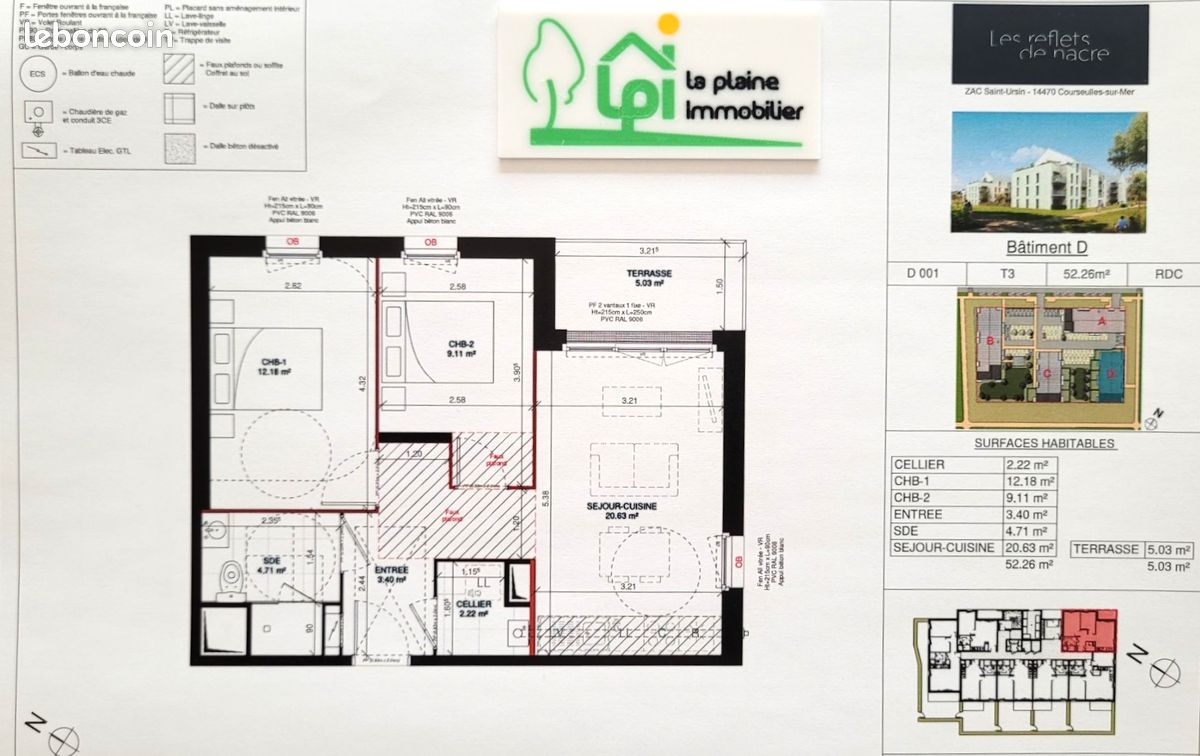 Appartement 3 pièces 52 m² · à Courseulles-sur-Mer · 52 m² · 220 620 €