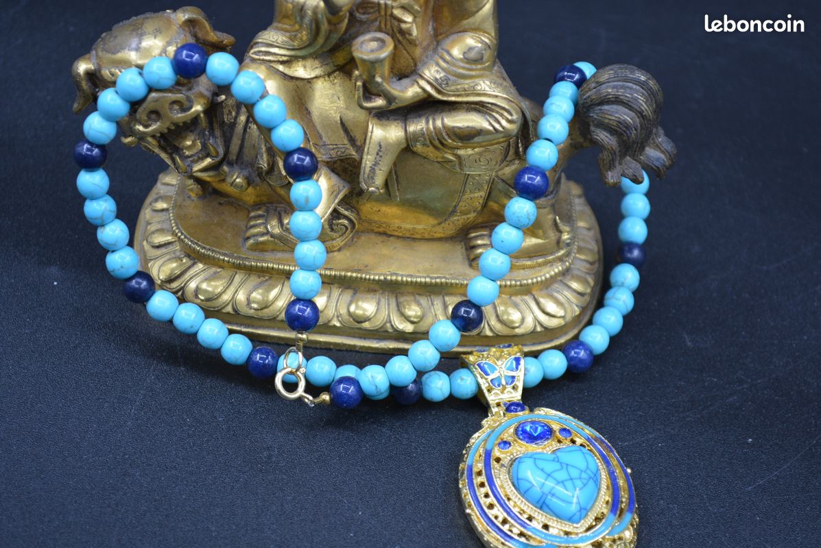 Collier de méditation bouddhiste Cœur de bouddha - Talisman émaillé orné (image 4)