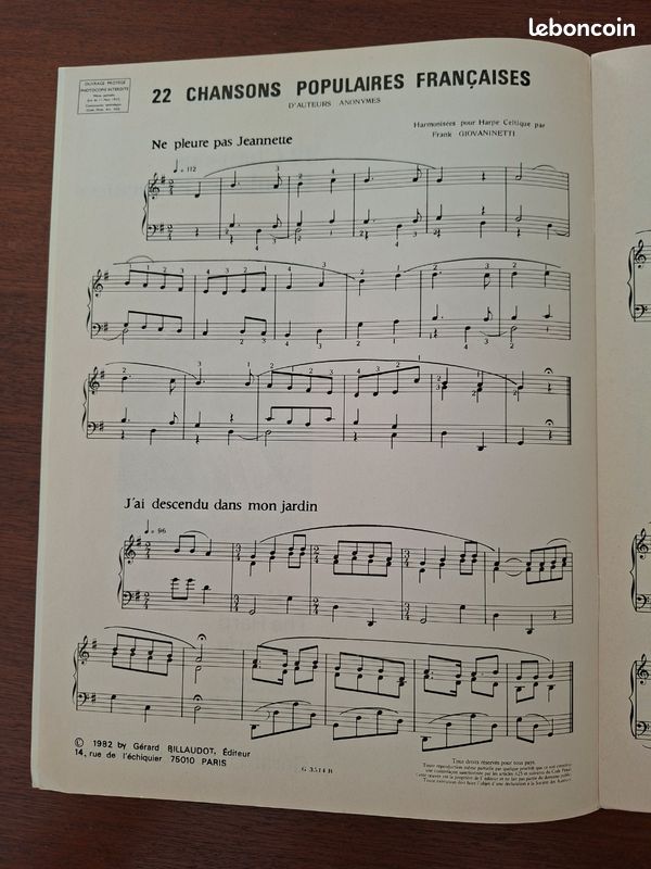 PARTITION POUR HARPE - Chansons populaires francaises (image 2)