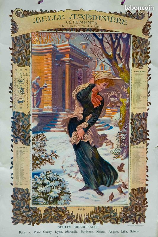 Ancien Calendrier Illustré 1904 - Ouverture De La Chasse - France Vintage