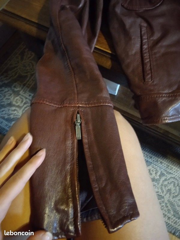 Veste en cuir brun Naf Naf (image 4)