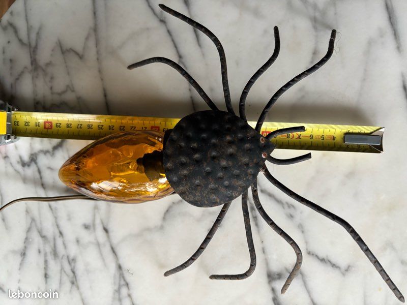 Ancienne lampe araignée fer forgé et verre (image 7)