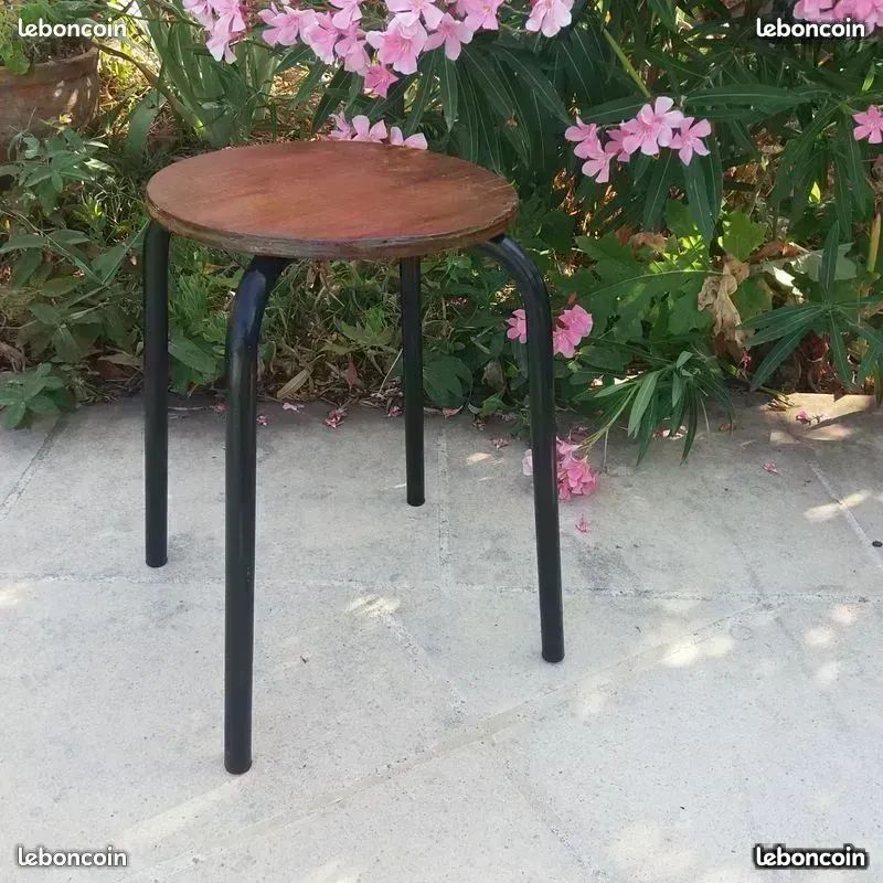 Tabouret de bar en metal factory avec dossier - antique rustic mat - h